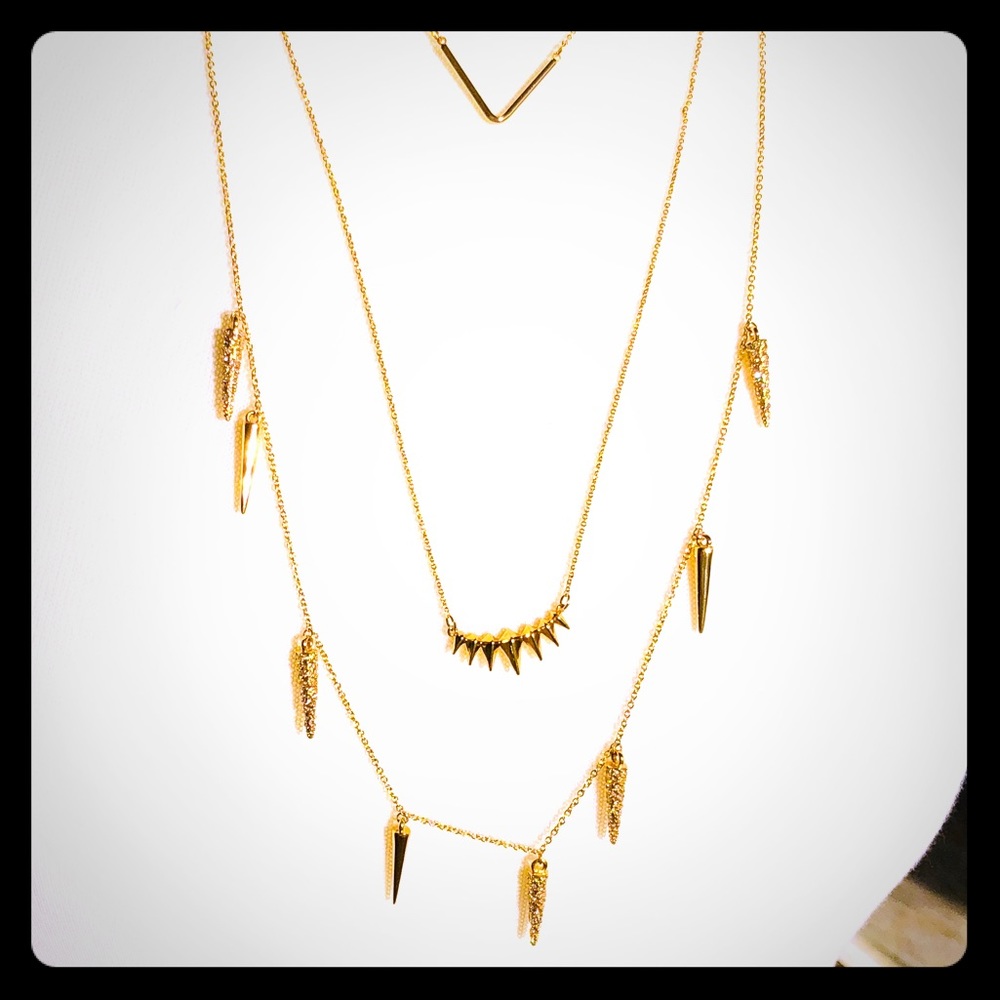 Bauble Bar three strand gold plated necklace